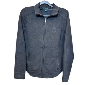 Ralph Lauren Womens Gray Full Zip Jacket RL Logo Casual Athleisure Size M